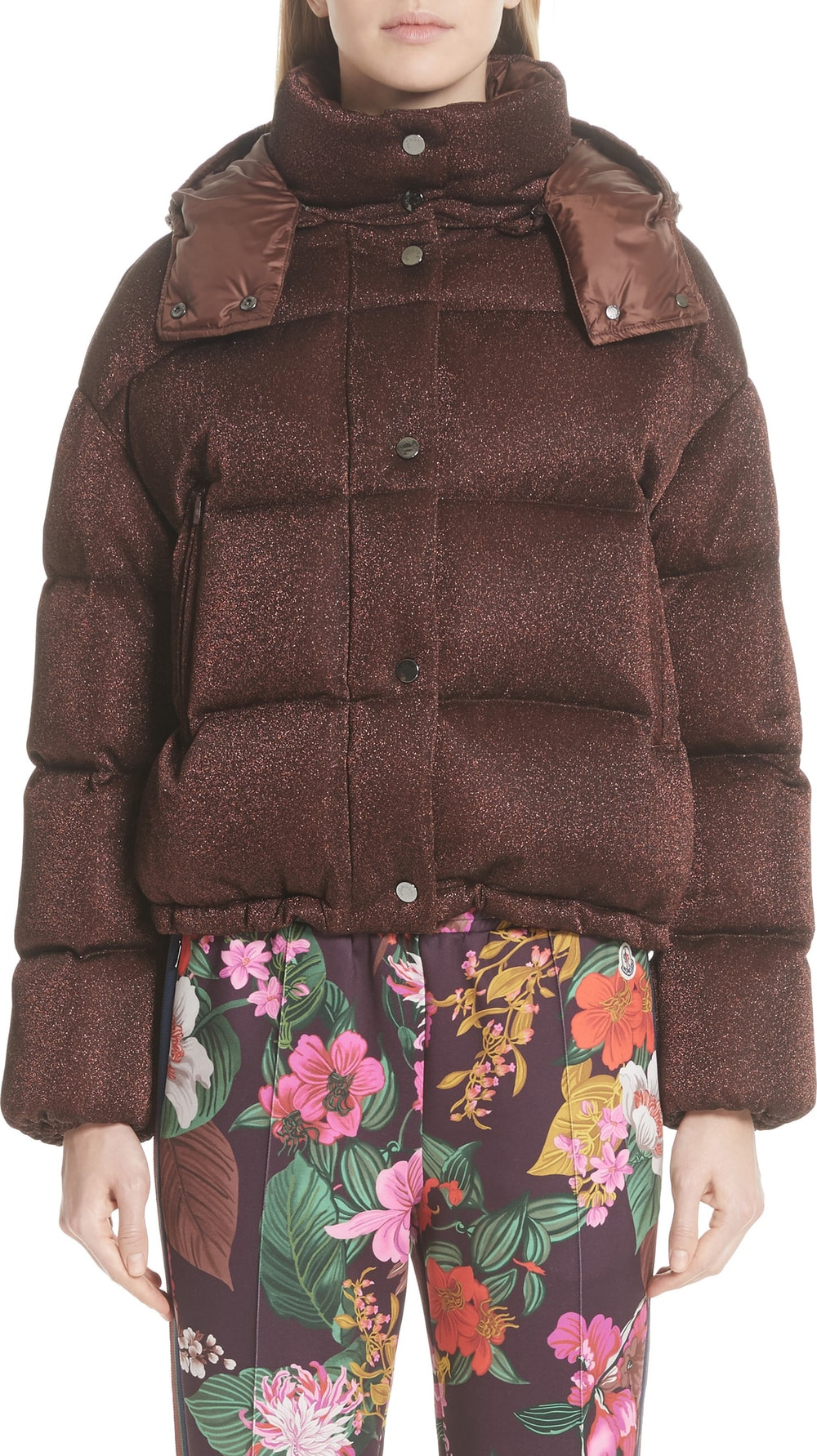 Moncler Caille Metallic Quilted Down Jacket