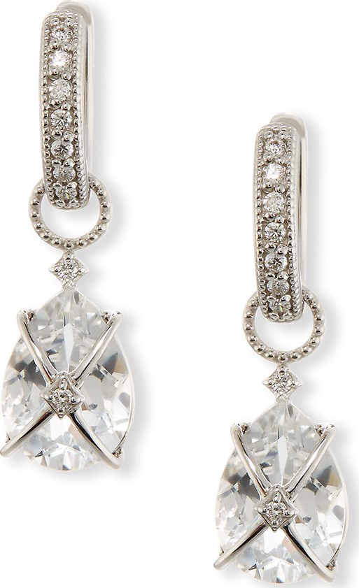 Jude Frances Tiny Crisscross Wrapped White Topaz Earring Charms with Diamonds
