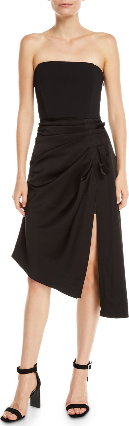 Ramy Brook Carmen Gathered Strapless Asymmetrical Cocktail Dress