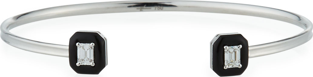 Nikos Koulis Oui 18k White Gold Diamond & Black Enamel Octagon Bangle Bracelet Nikos Koulis Oui 18k White Gold Diamond & Black Enamel Octagon Bangle Bracelet