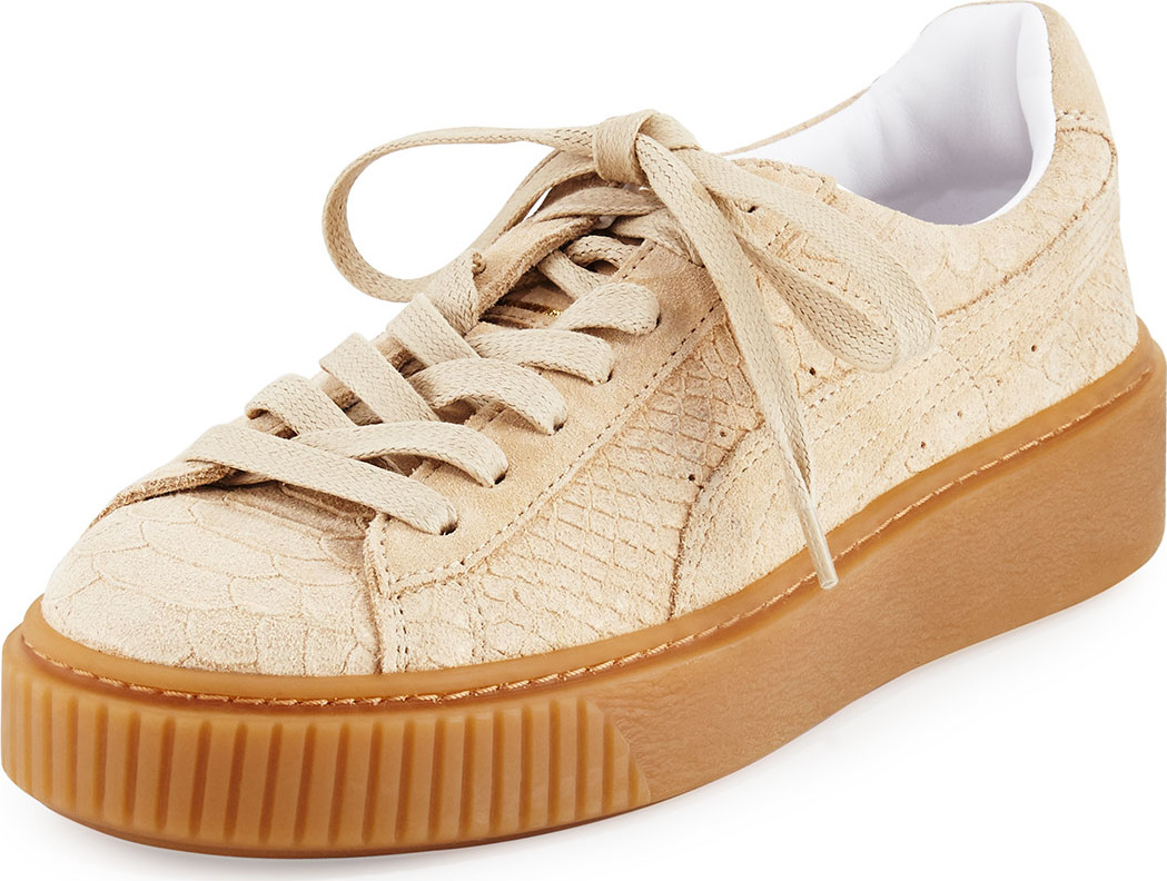 PUMA Snake-Embossed Suede Sneakers