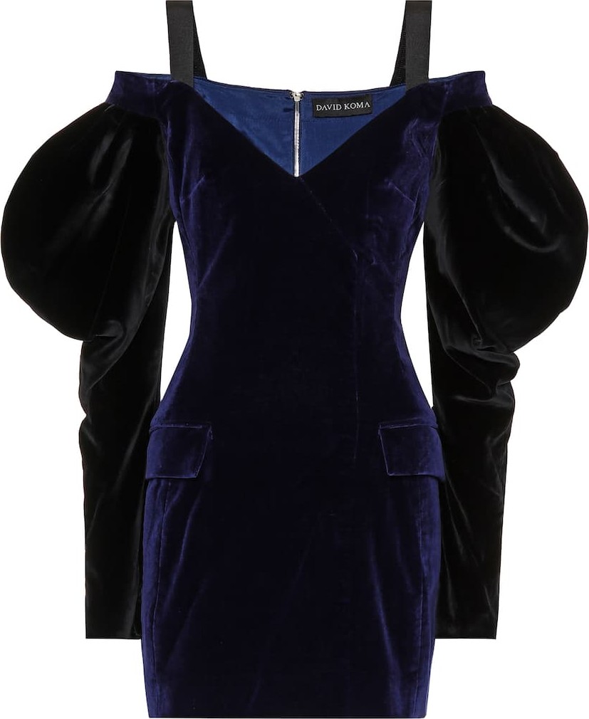 David Koma Velvet puff-sleeve minidress