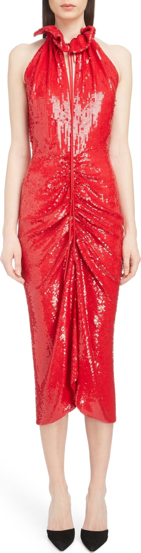Magda Butrym Ruched Sequin Sheath Dress