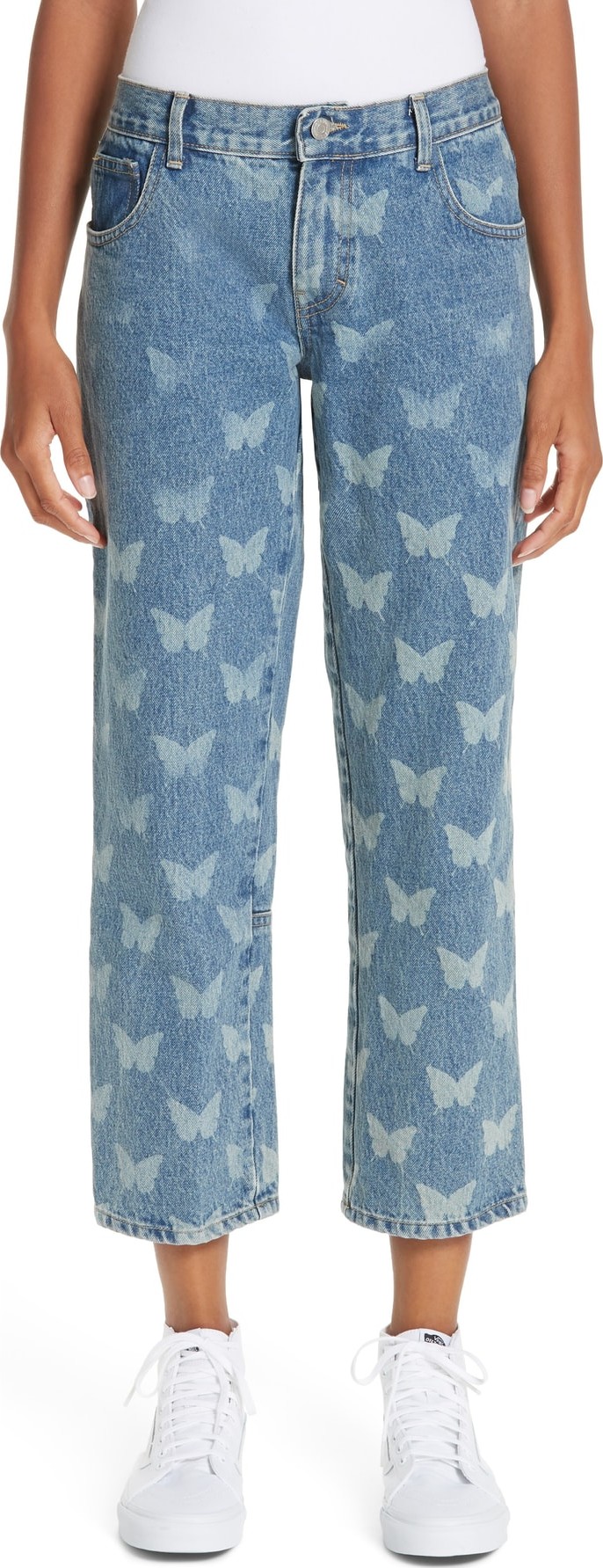 Sandy Liang Mariah Butterfly Crop Jeans