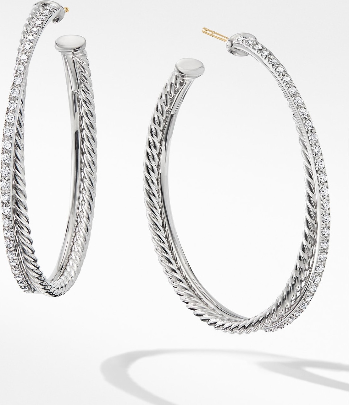 David Yurman Extra Large Crossover Hoop Earrings with Diamonds