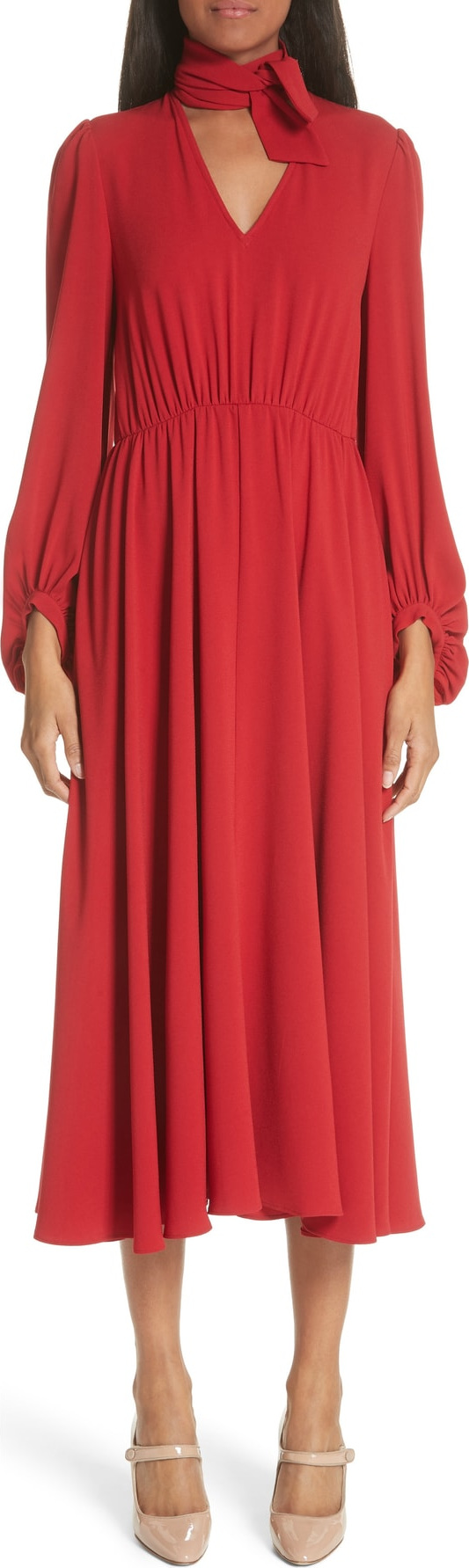 Co Tie Neck Crepe Dress