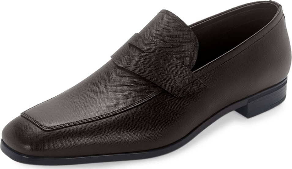Prada Saffiano Leather Penny Loafer, Cafe