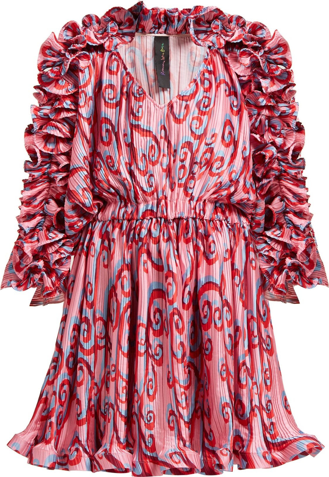 Romance Was Born Psychedelic Vine plissé-satin mini dress