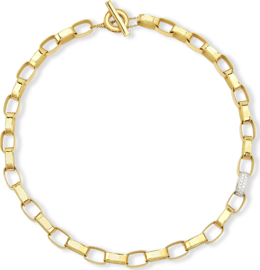Roberto Coin Princess 18K Yellow Gold Single Diamond Link Necklace