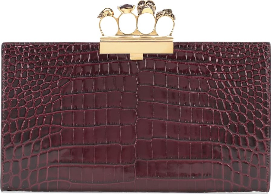 Alexander McQueen Skull Four-Ring leather clutch