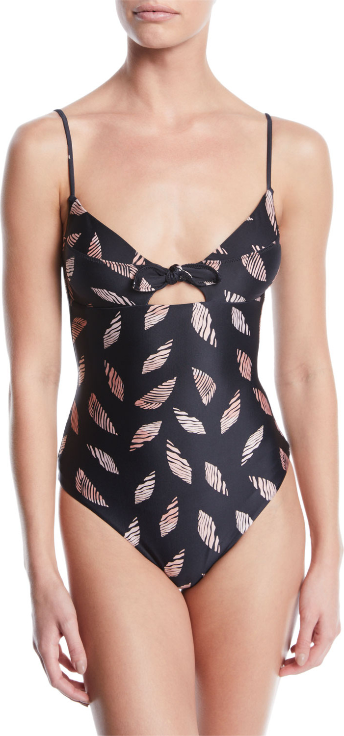 ViX Swimwear Seychelles Knot-Front Printed One-Piece Swimsuit