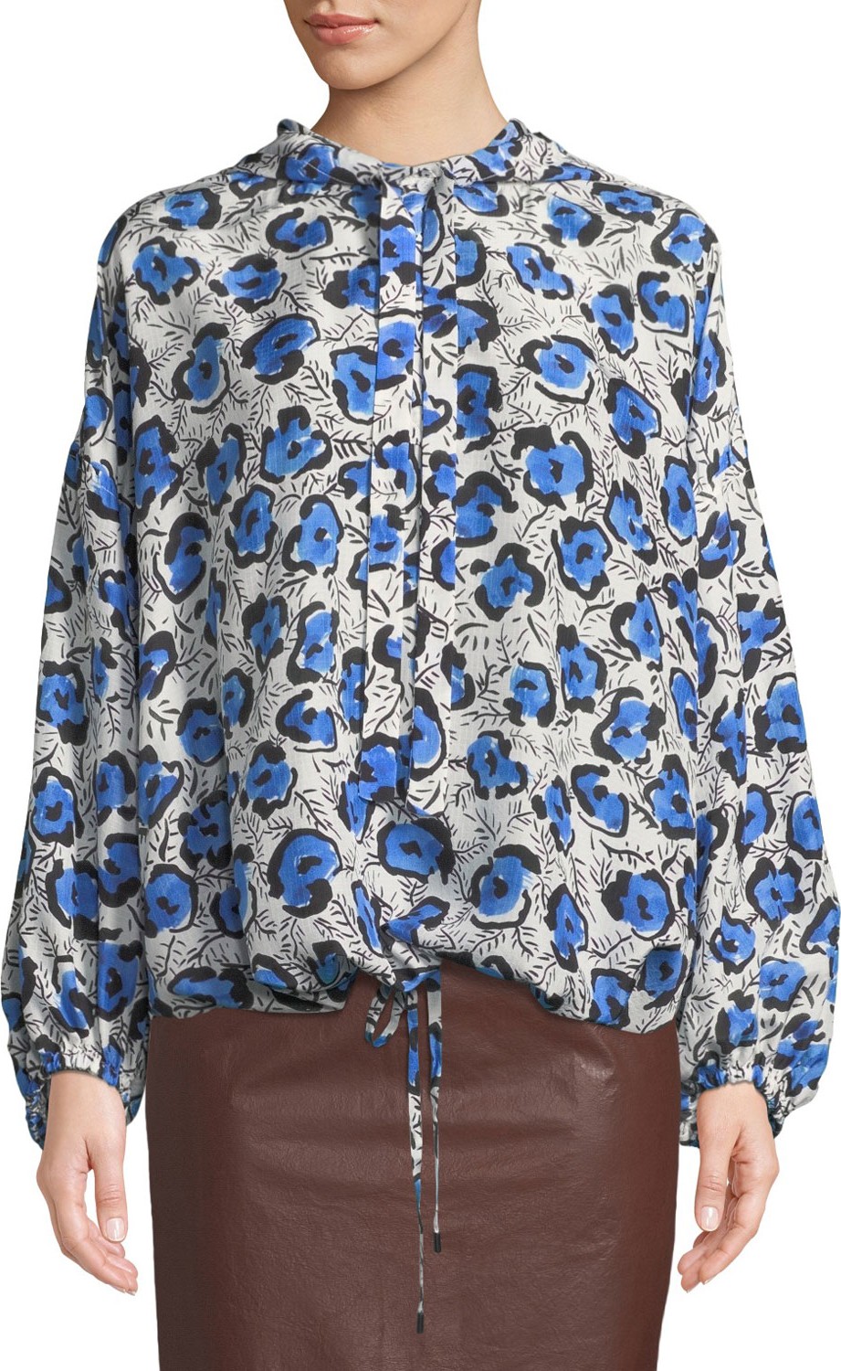 Christian Wijnants Tomi Hooded Floral-Print Silk Top