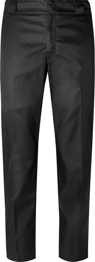 Prada Black Slim-Fit Cropped Logo-Appliquéd Nylon-Gabardine Trousers