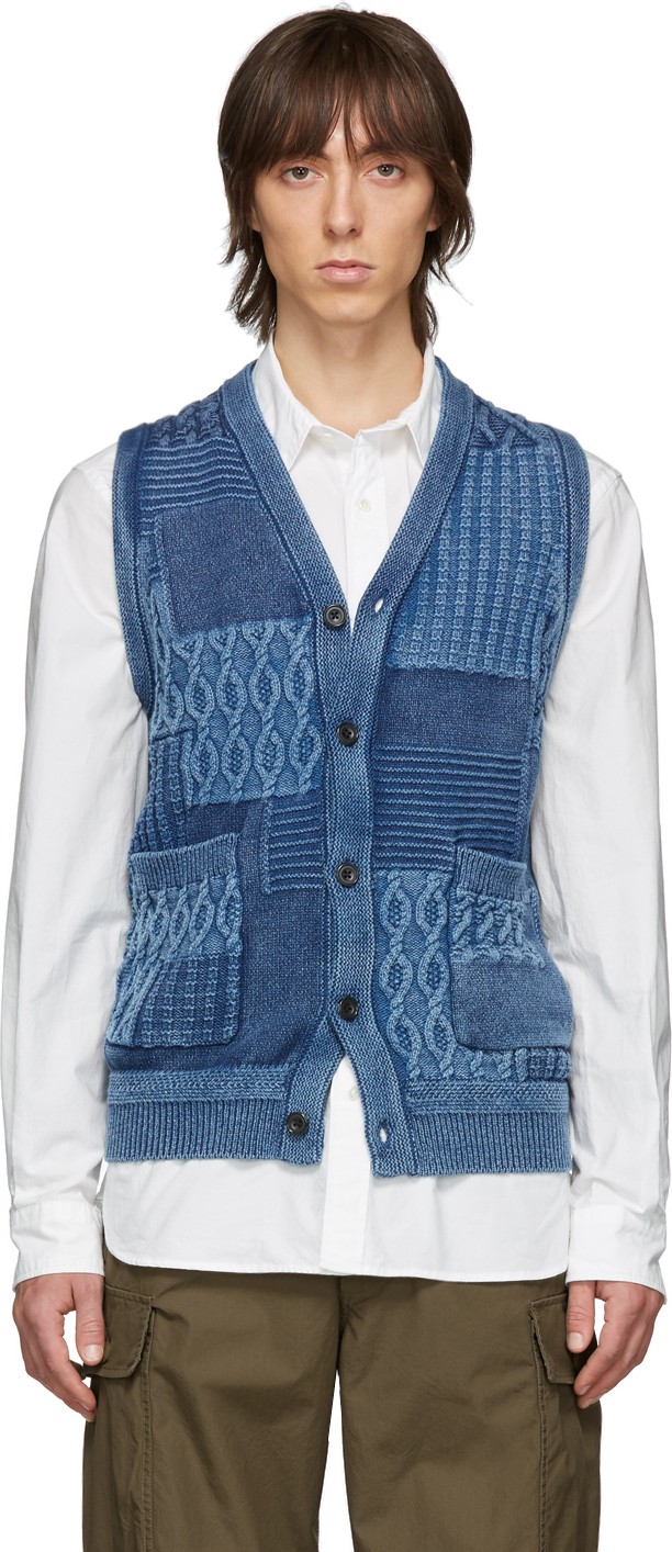 Beams Plus Blue Cable Knit Vest