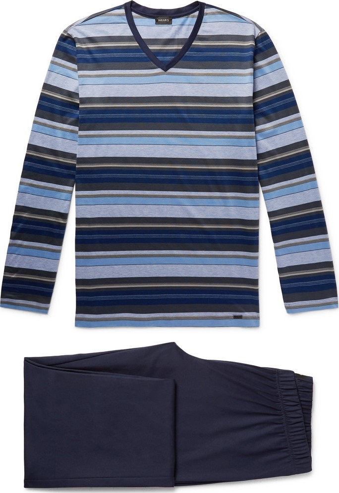 Hanro Jolan Mercerised Striped Cotton-Jersey Pyjama Set