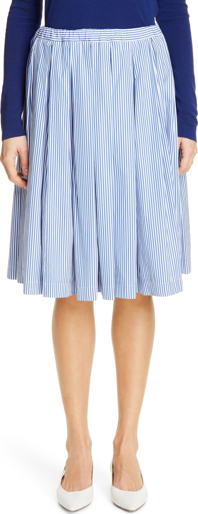 Mansur Gavriel Stripe Box Pleat Skirt