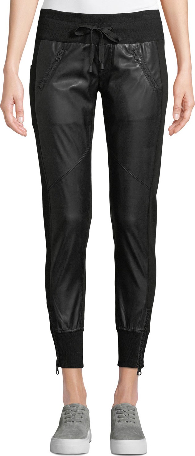 Blanc Noir Faux-Leather Drawstring Jogger Pants Blanc Noir Faux-Leather Drawstring Jogger Pants