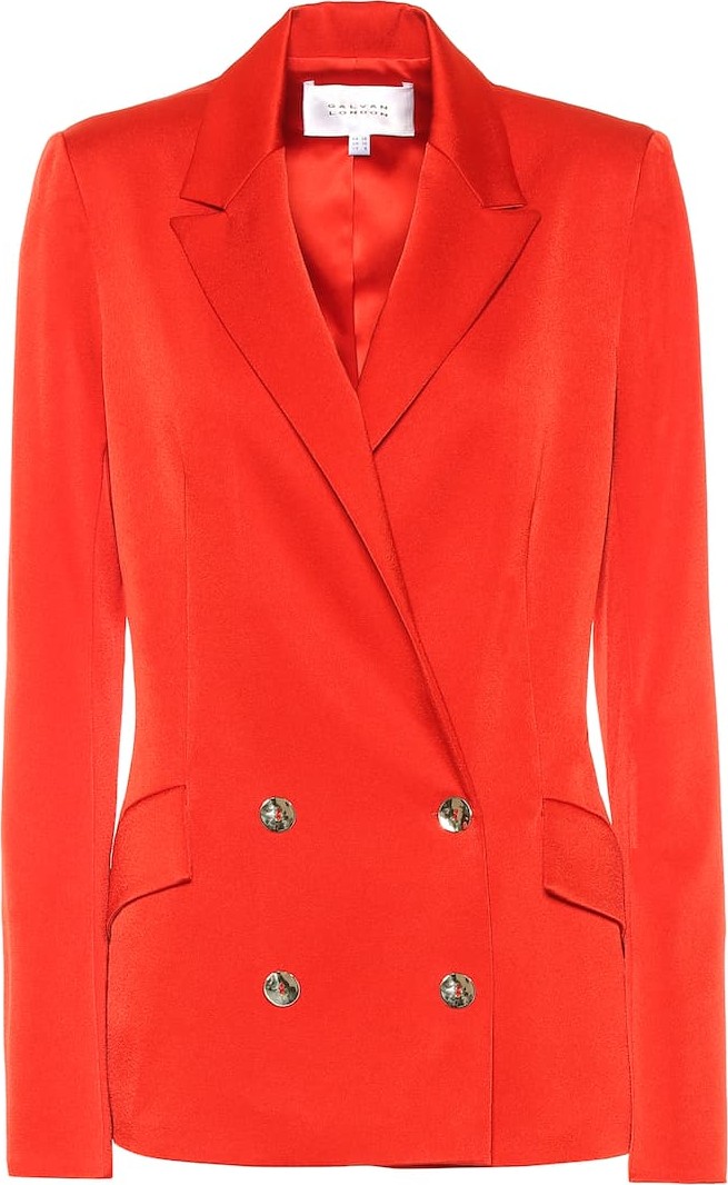 Galvan Double-breasted satin blazer