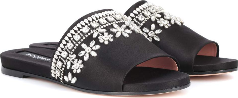 ROCHAS Embellished satin slides