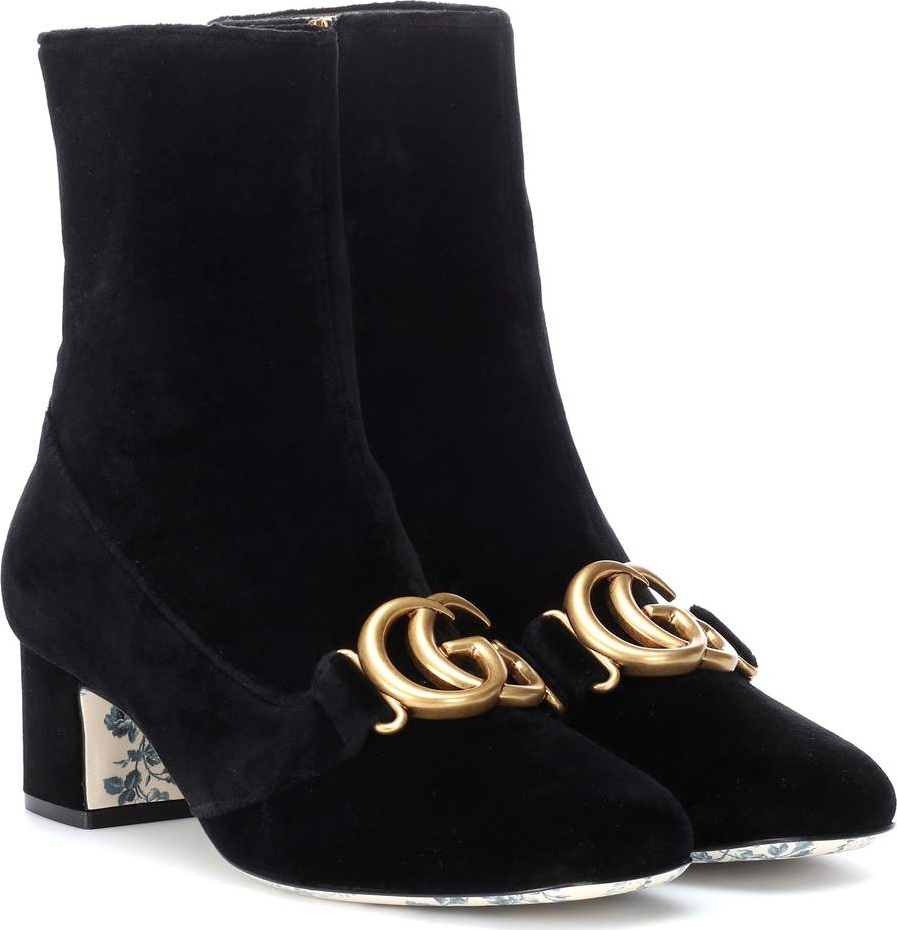 Gucci Embellished velvet ankle boots