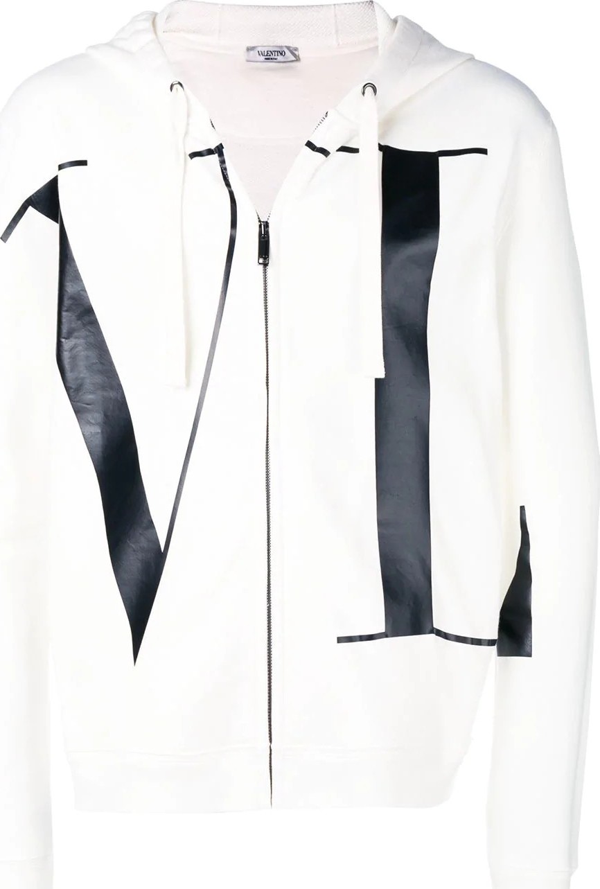 Valentino letters print zipped hoodie