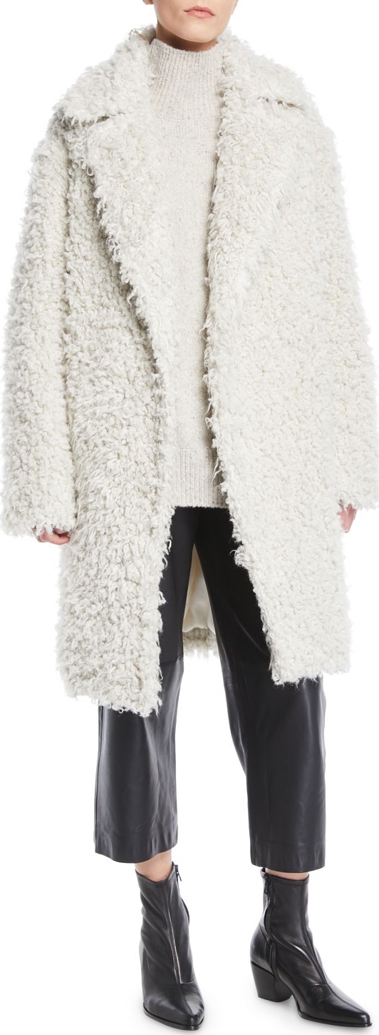 Vince Shaggy Open-Front Long Coat