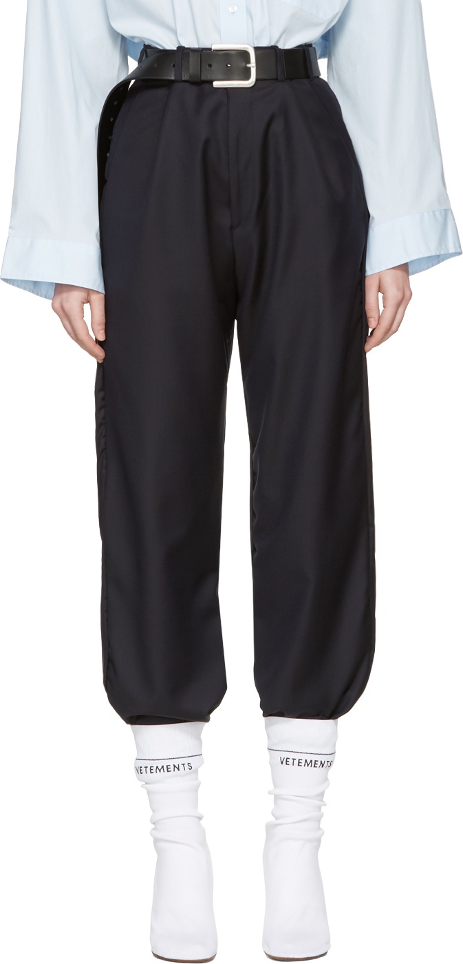 Vetements Navy Brioni Edition Cropped Tailored Trousers