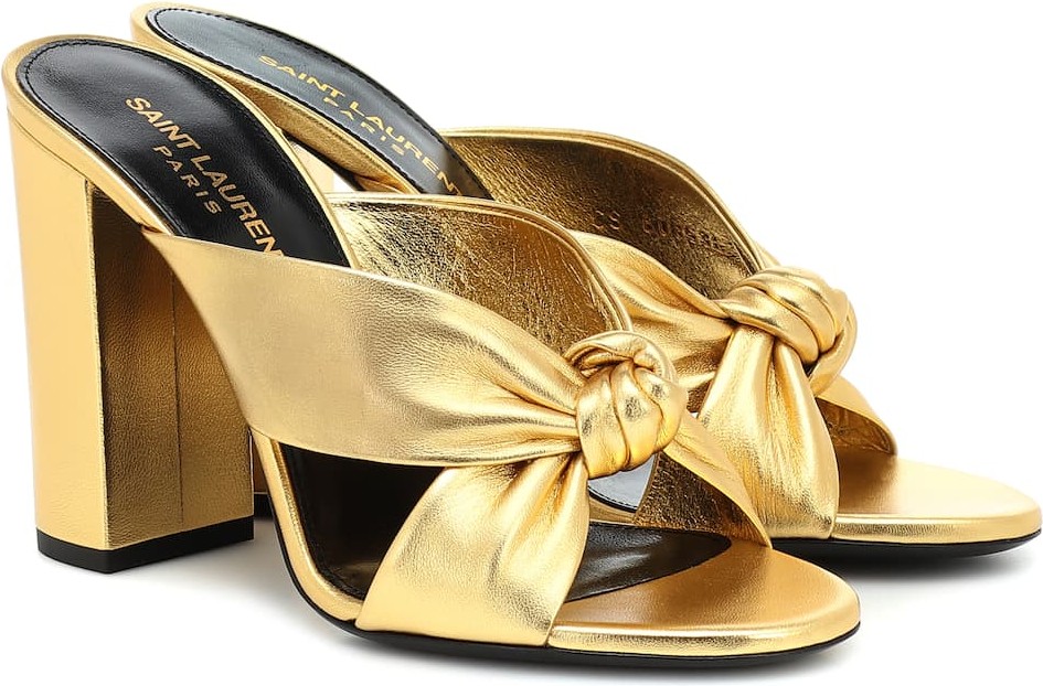 Saint Laurent Loulou 100 metallic leather sandals