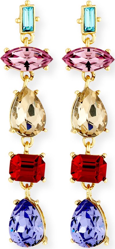 Sequin Mixed-Shape Crystal Drop Earrings