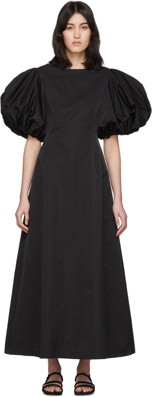 EDIT Black Balloon Sleeve Long Dress