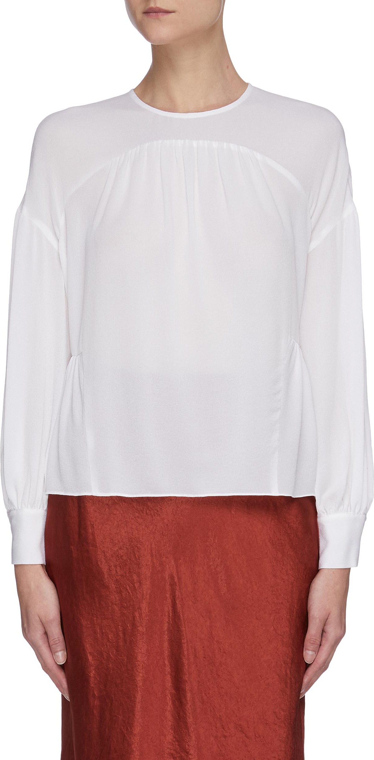 Vince Shirred panelled silk blouse