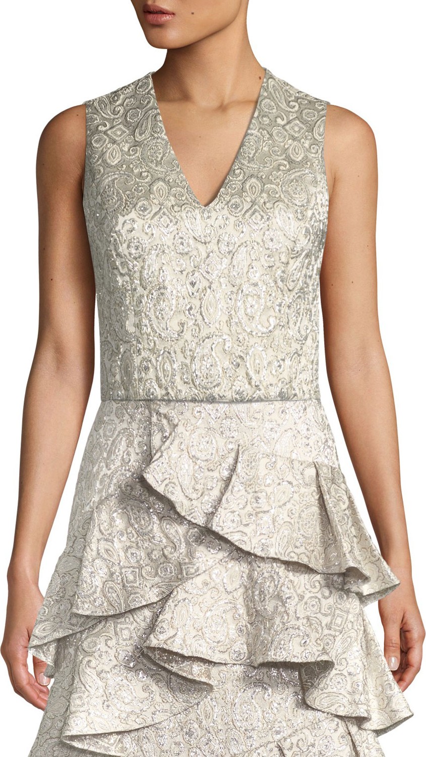 Alice + Olivia Leonie V-Neck Fitted Crop Top