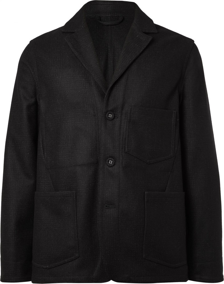 Officine Générale Charcoal Aris Slim-Fit Unstructured Checked Virgin Wool-Blend Blazer