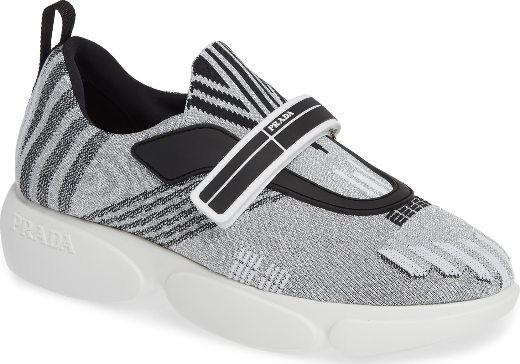 Prada Logo Strap Knit Sneaker