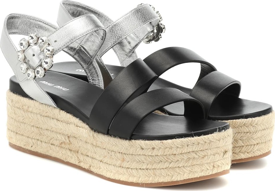 Miu Miu Leather platform espadrilles