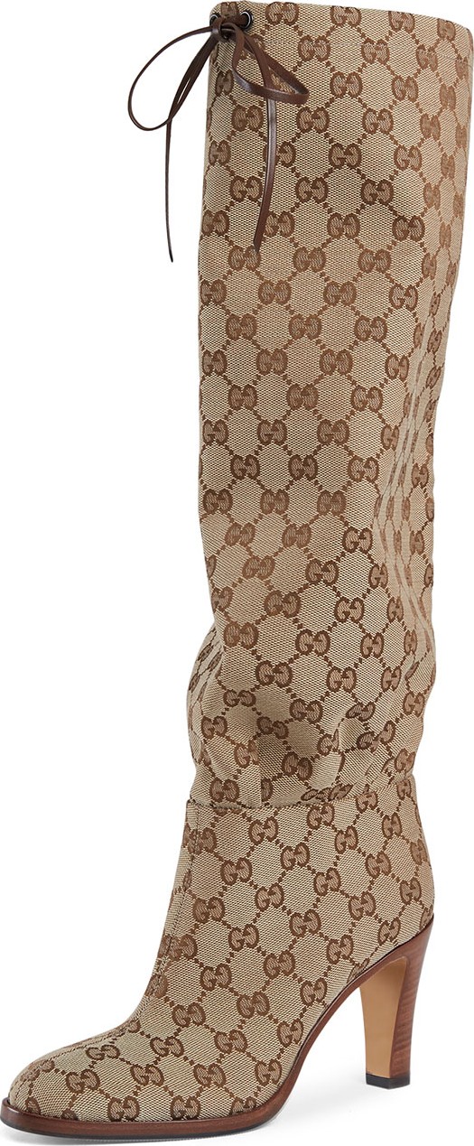 Gucci Lisa GG Canvas Knee Boots