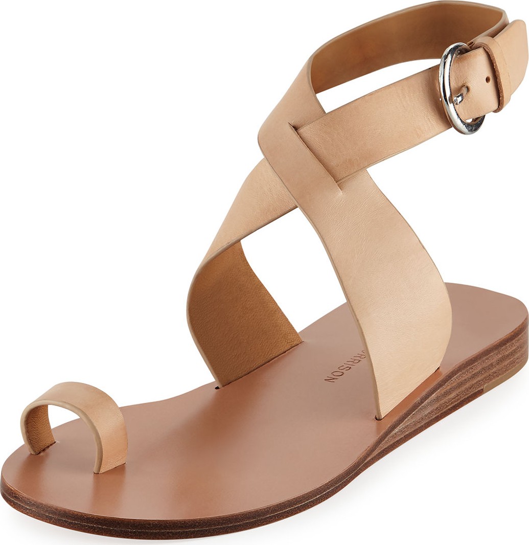 Sigerson Morrison Kyra Leather Ankle-Wrap Sandals