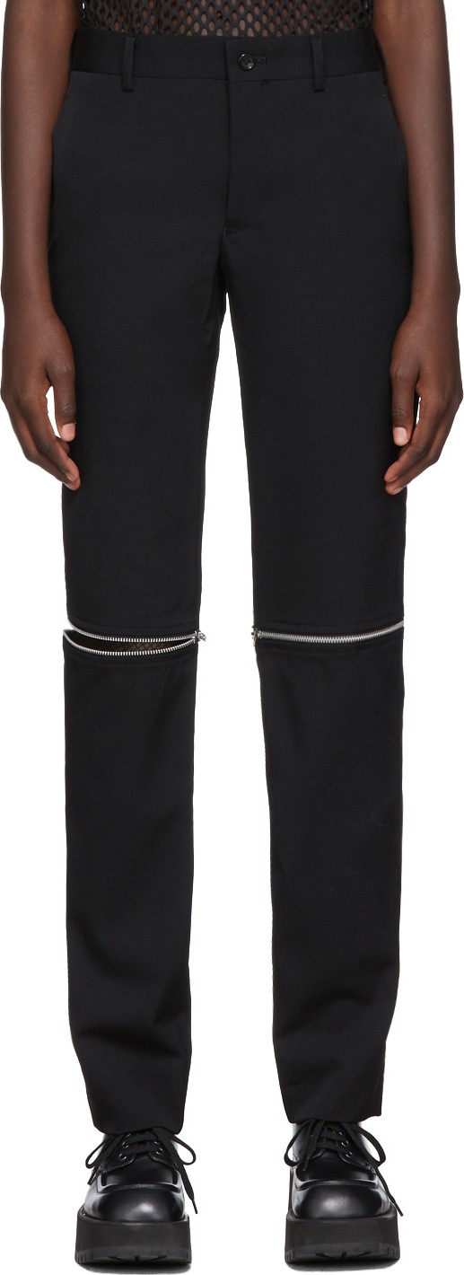 Comme Des Garçons Homme Plus Black Knee Zip Trousers