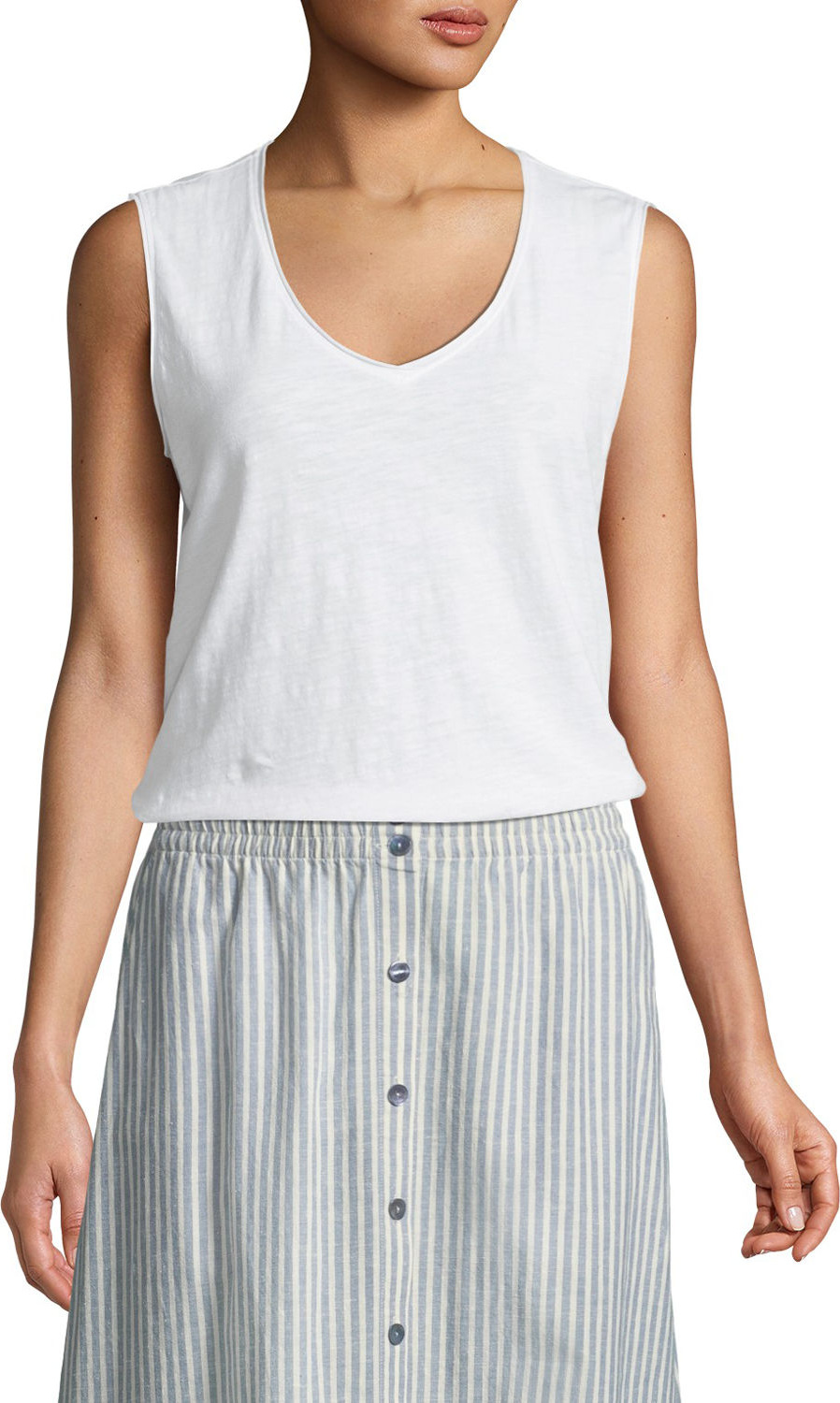 Eileen Fisher Slubby Organic Cotton Jersey Tank Top