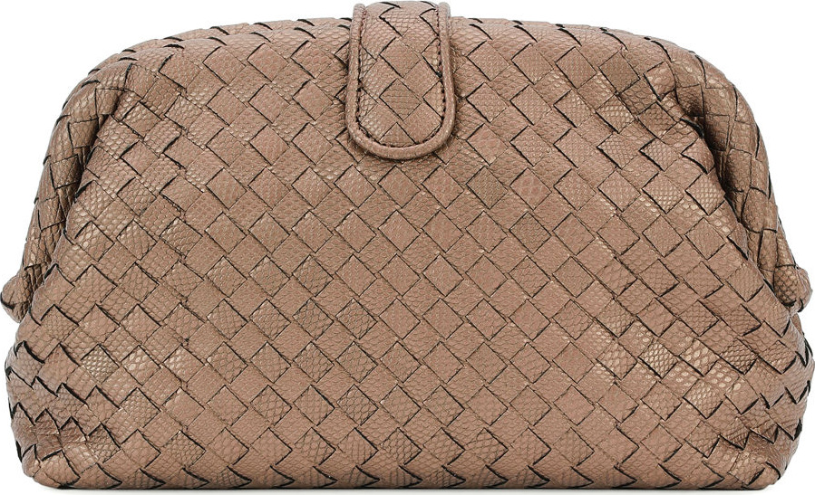 Bottega Veneta Lauren Intrecciato Woven Snakeskin Clutch Bag