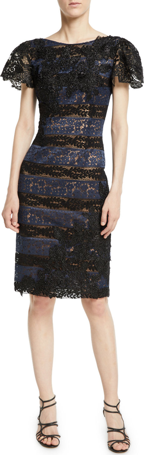 Jovani Lace Short-Sleeve Sheath Dress