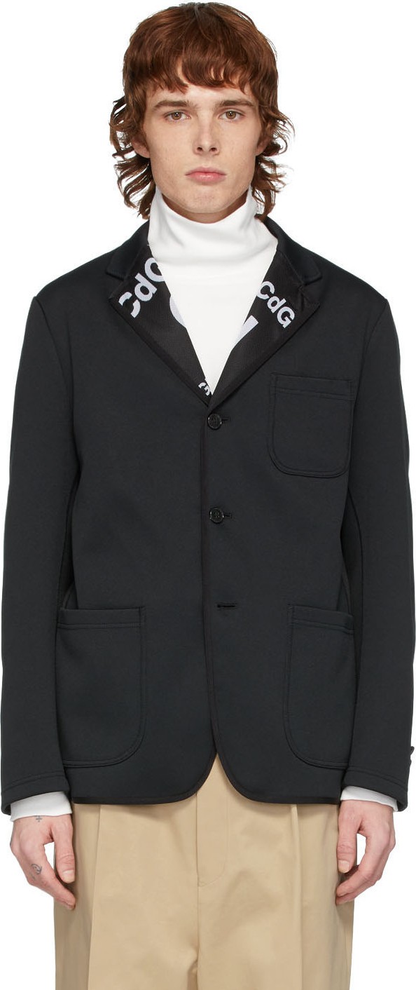 Comme des Garçons Homme Black Mesh Jersey Blazer