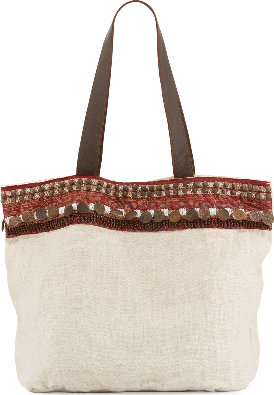 Ale by Alessandra Cleopatra Beaded & Embellished Linen Tote Bag