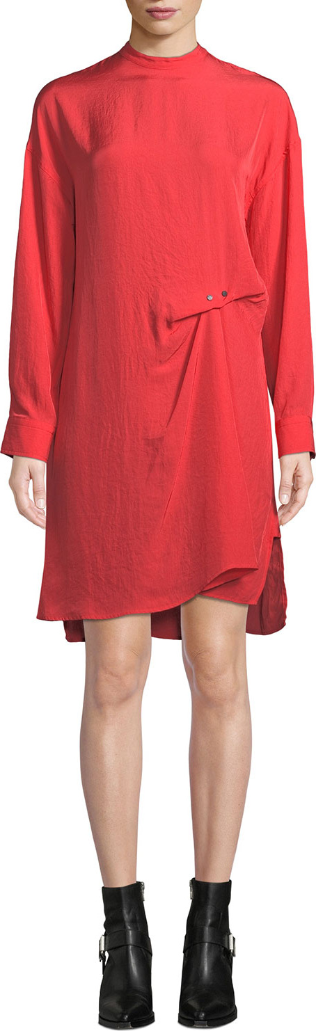 Rag & Bone Jacklin Draped Long-Sleeve Shift Dress