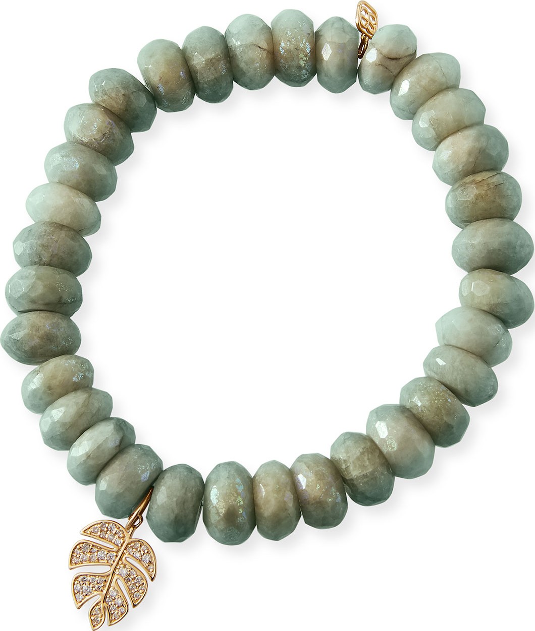 Sydney Evan 14k Diamond Monstera & Aqua Bracelet