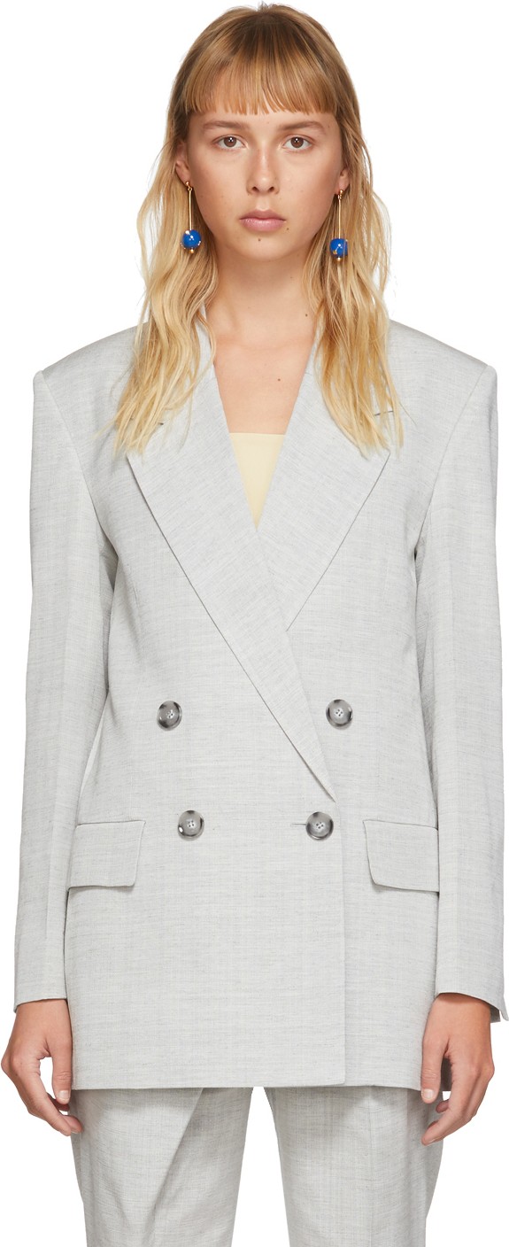 Proenza Schouler Grey Double-Breasted Blazer