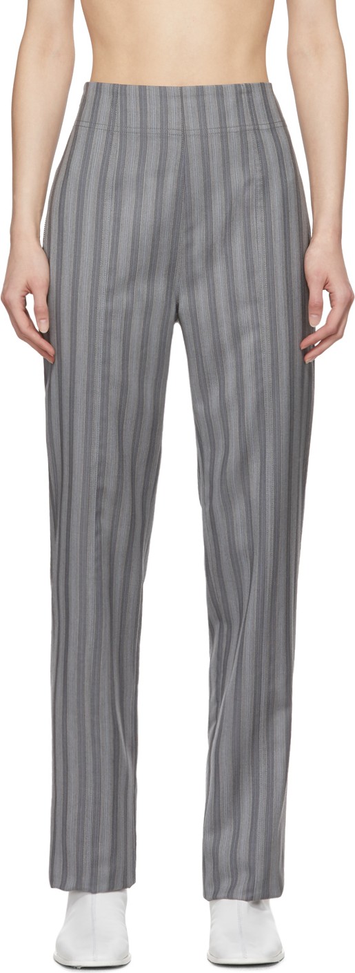 Acne Studios Grey Wool Pinstripe Pattie Trousers