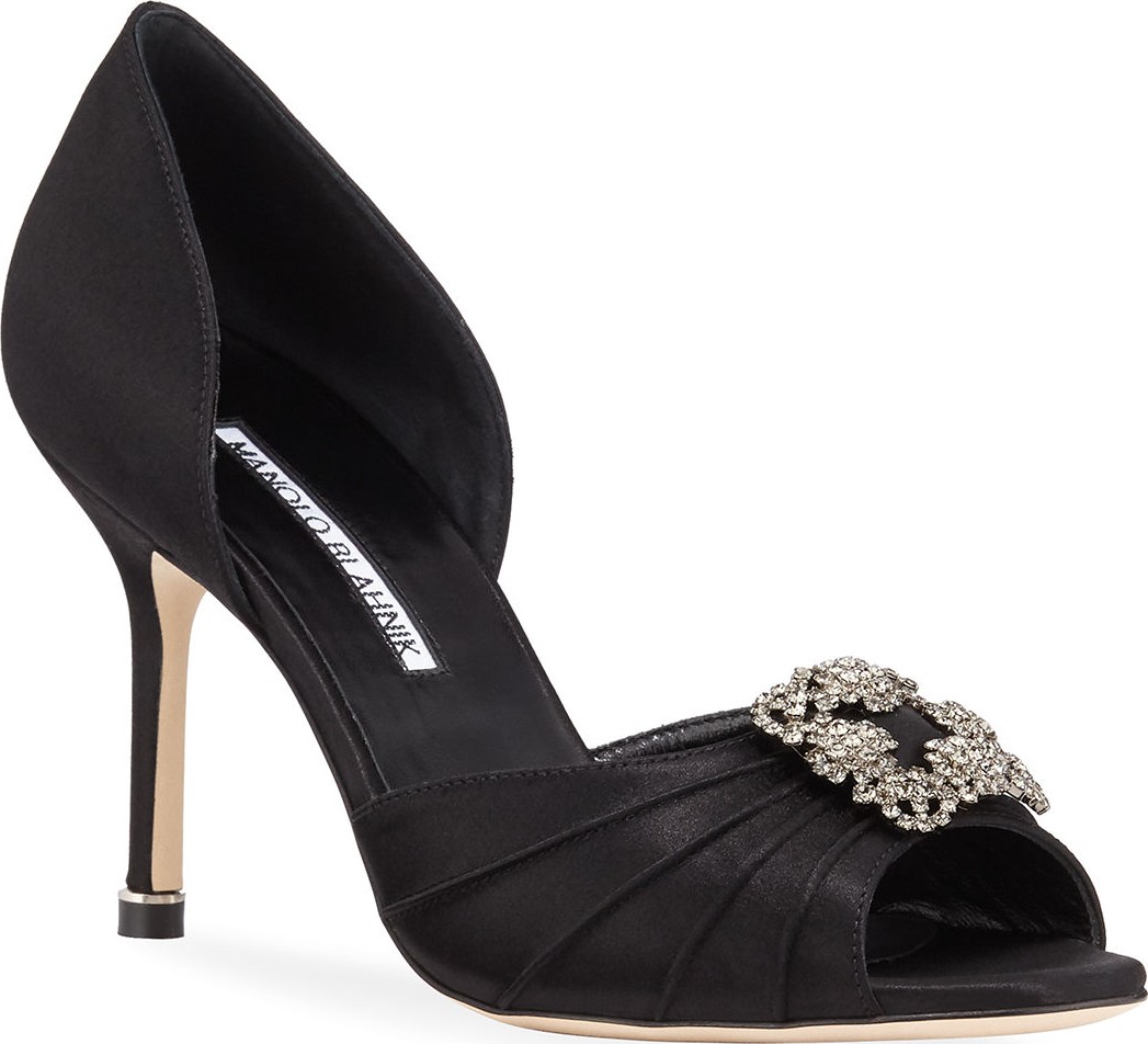 Manolo Blahnik Susa Sequined Metallic Slide Sandals