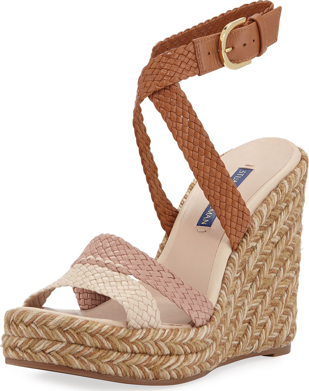 Stuart Weitzman Elsie Tricolor Espadrille Wedge Sandals