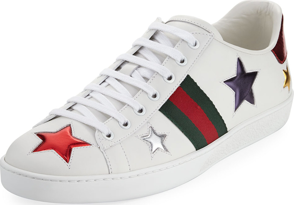 Gucci Star Leather Sneakers, White